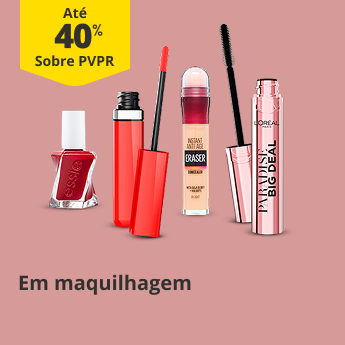At&eacute; 40% PVPR em maquilhagem