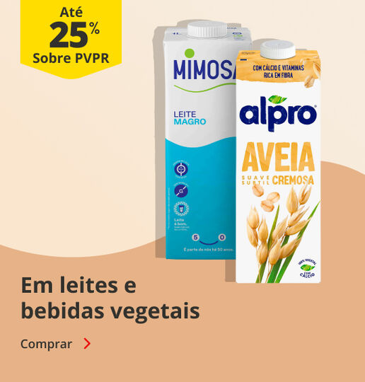 At&eacute; 25% PVPR em Leites e Bebidas Vegetais