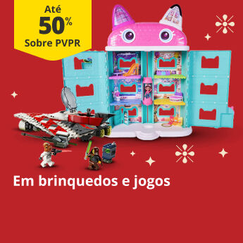 At&eacute; 50% PVPR em brinquedos e jogos