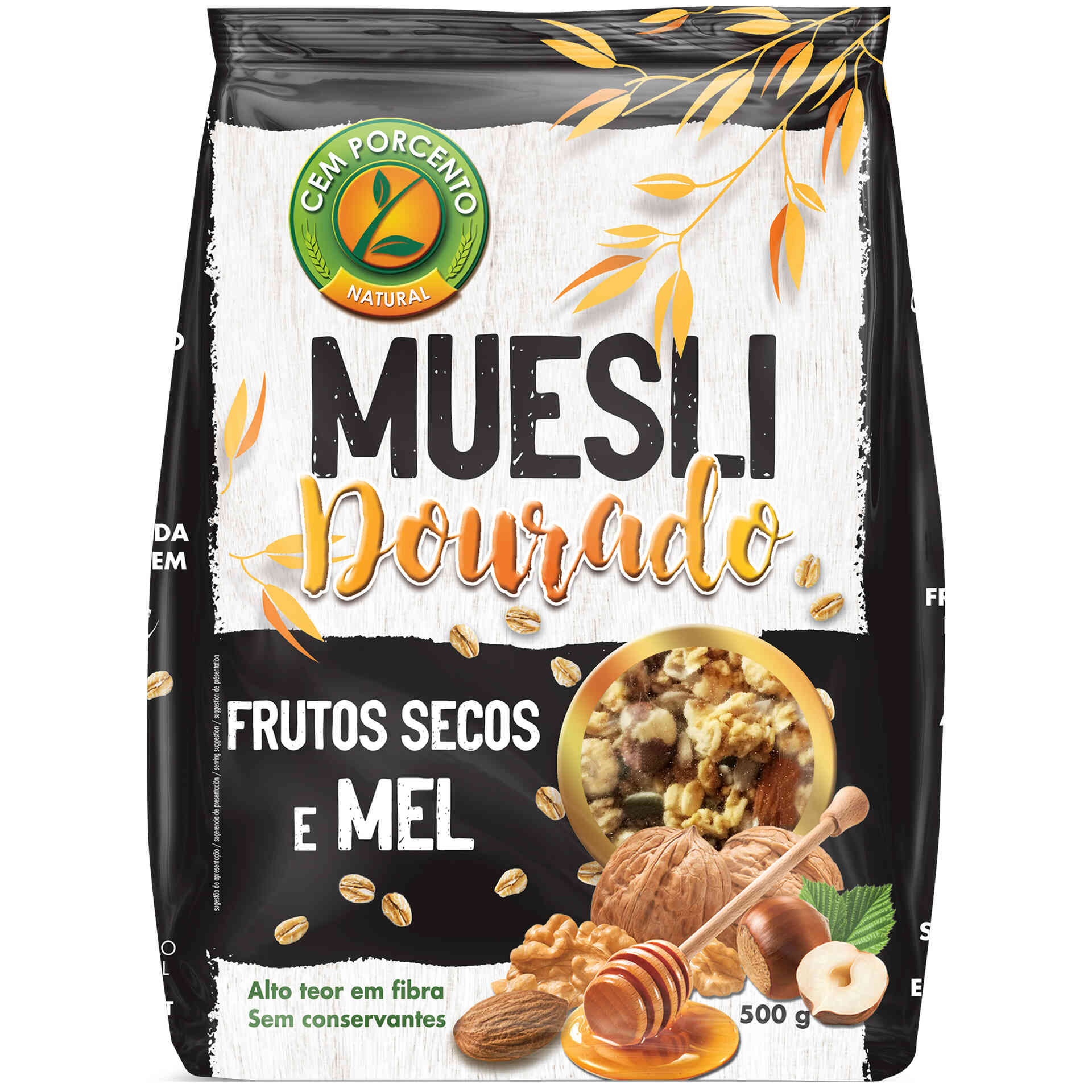 Muesli Frutos Secos e Mel emb. 500 gr Cem Porcento Continente Online