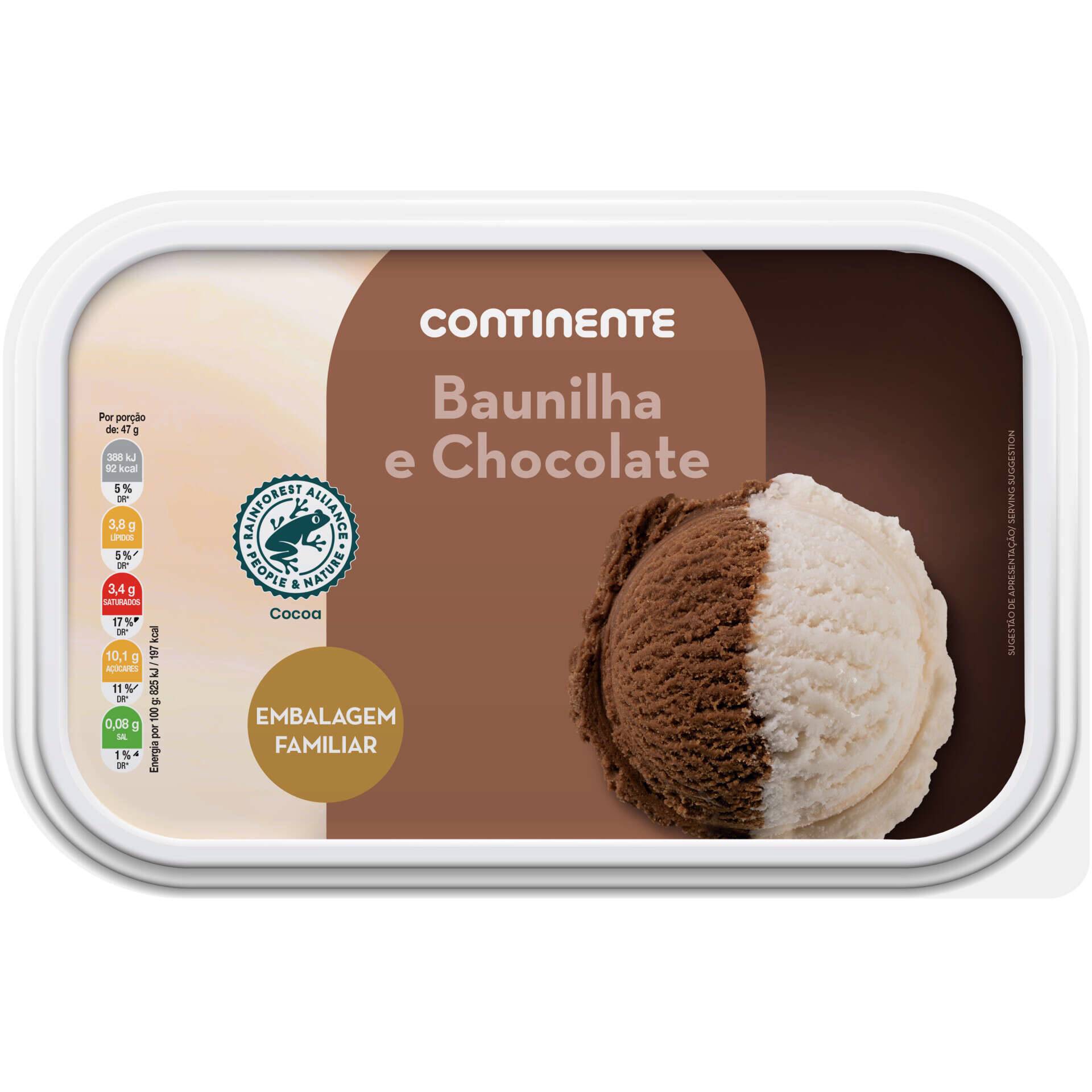 Gelado Baunilha e Chocolate Continente emb. 2 lt Continente Online