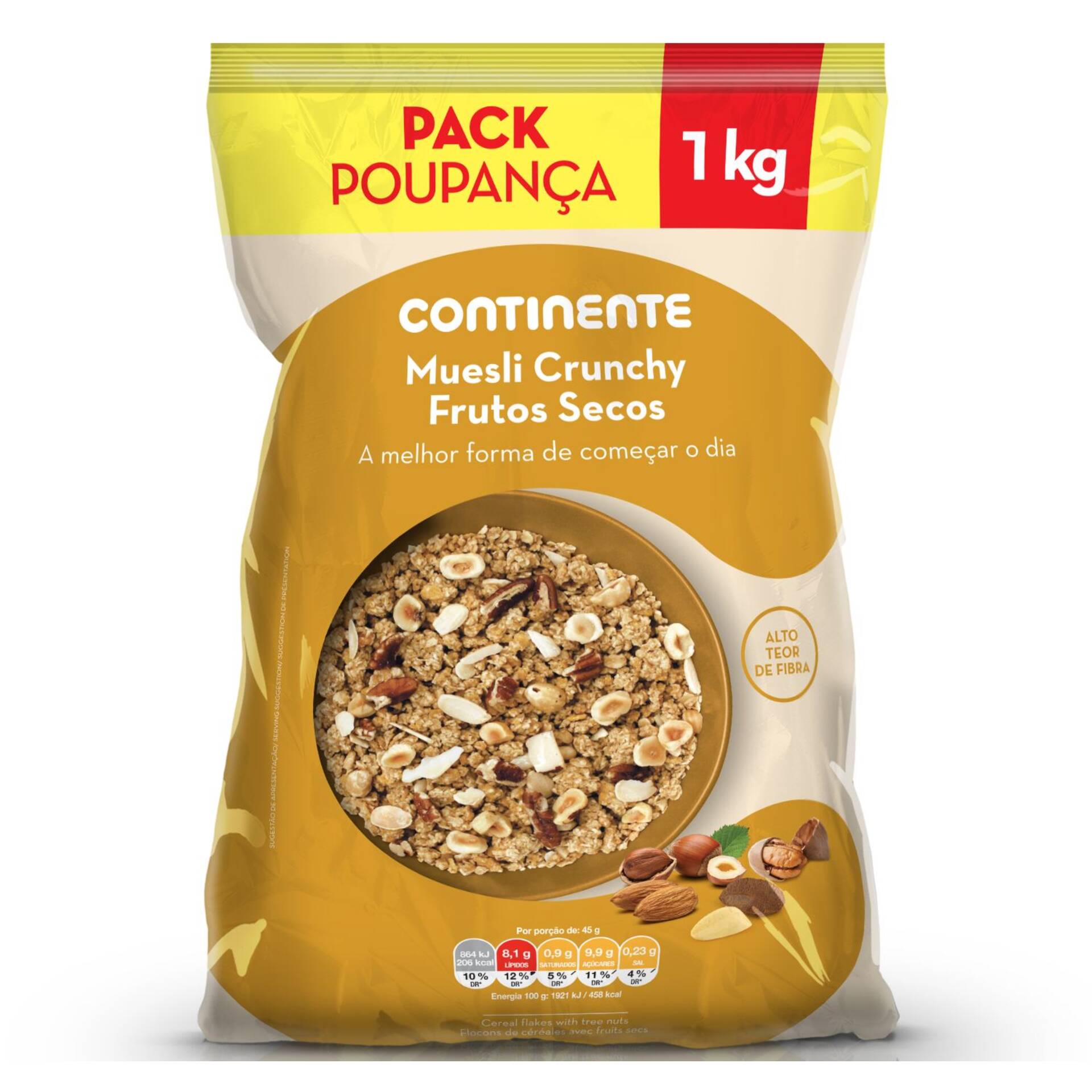 Muesli Crunchy Frutos Secos Pack Poupança emb. 1 kg Continente
