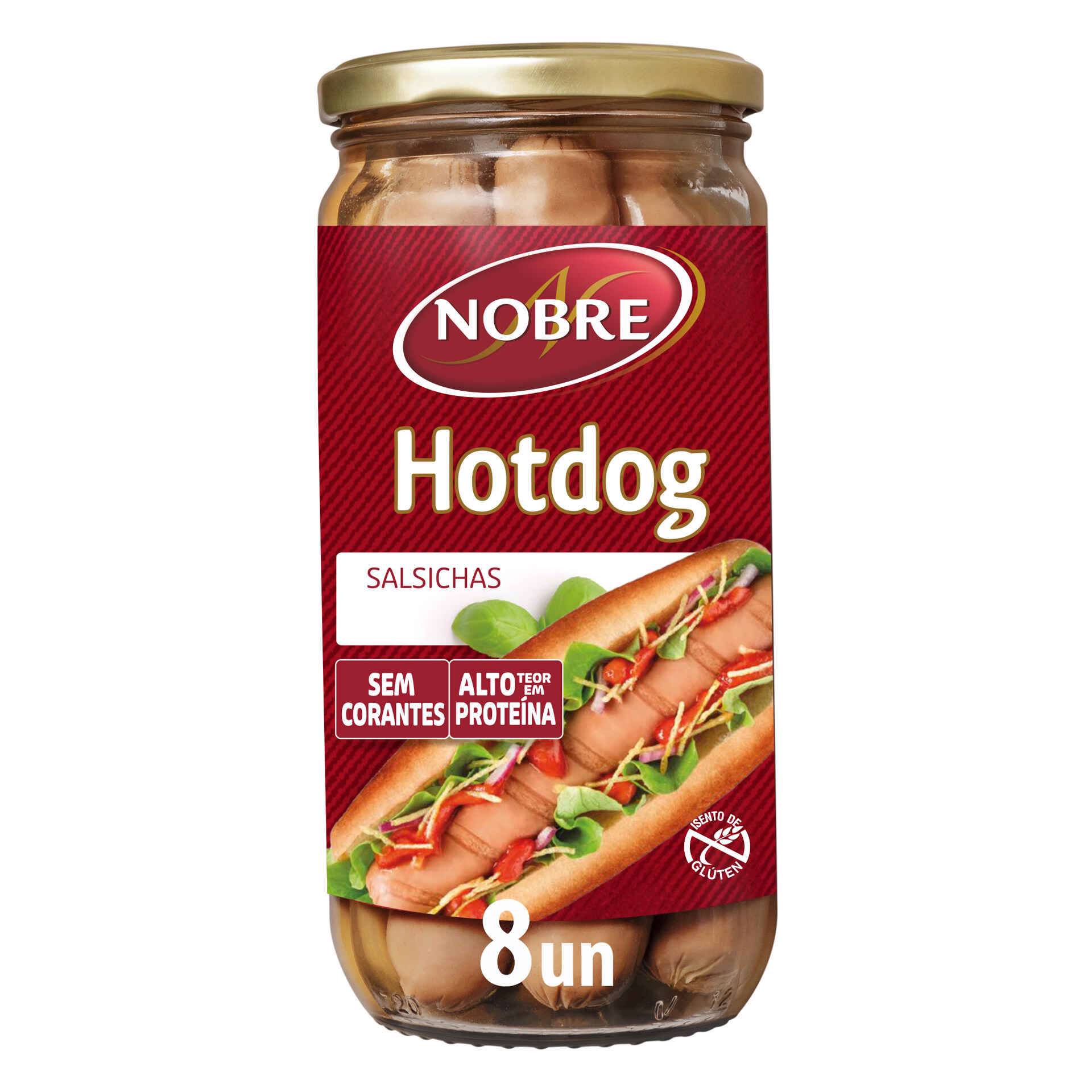 Salsichas Hot Dog em Frasco 8 un - emb. 650 gr (peso escorrido 455 gr) -  Izidoro