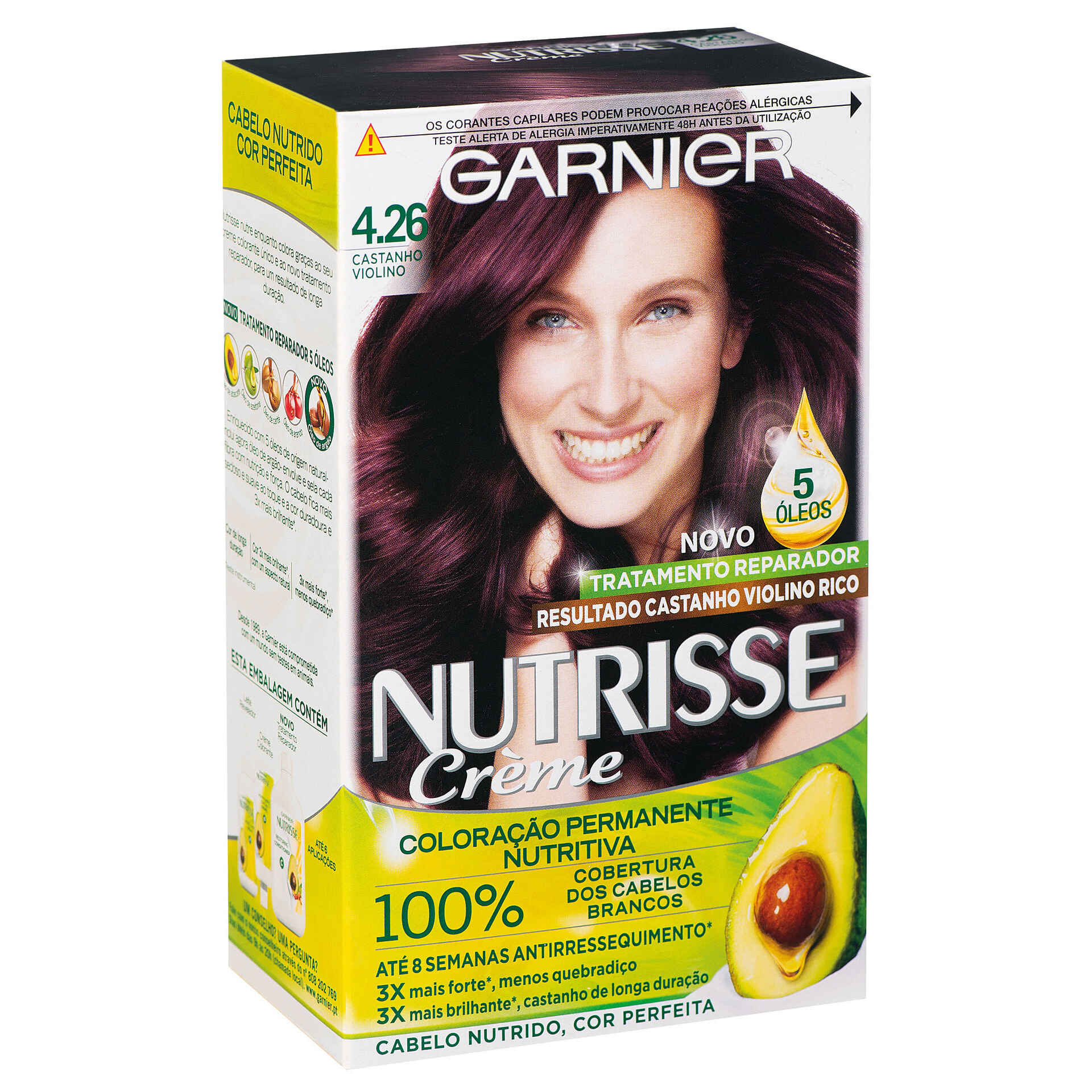 Coloração Permanente Castanho Violino 4.26 Garnier Nutrisse ...