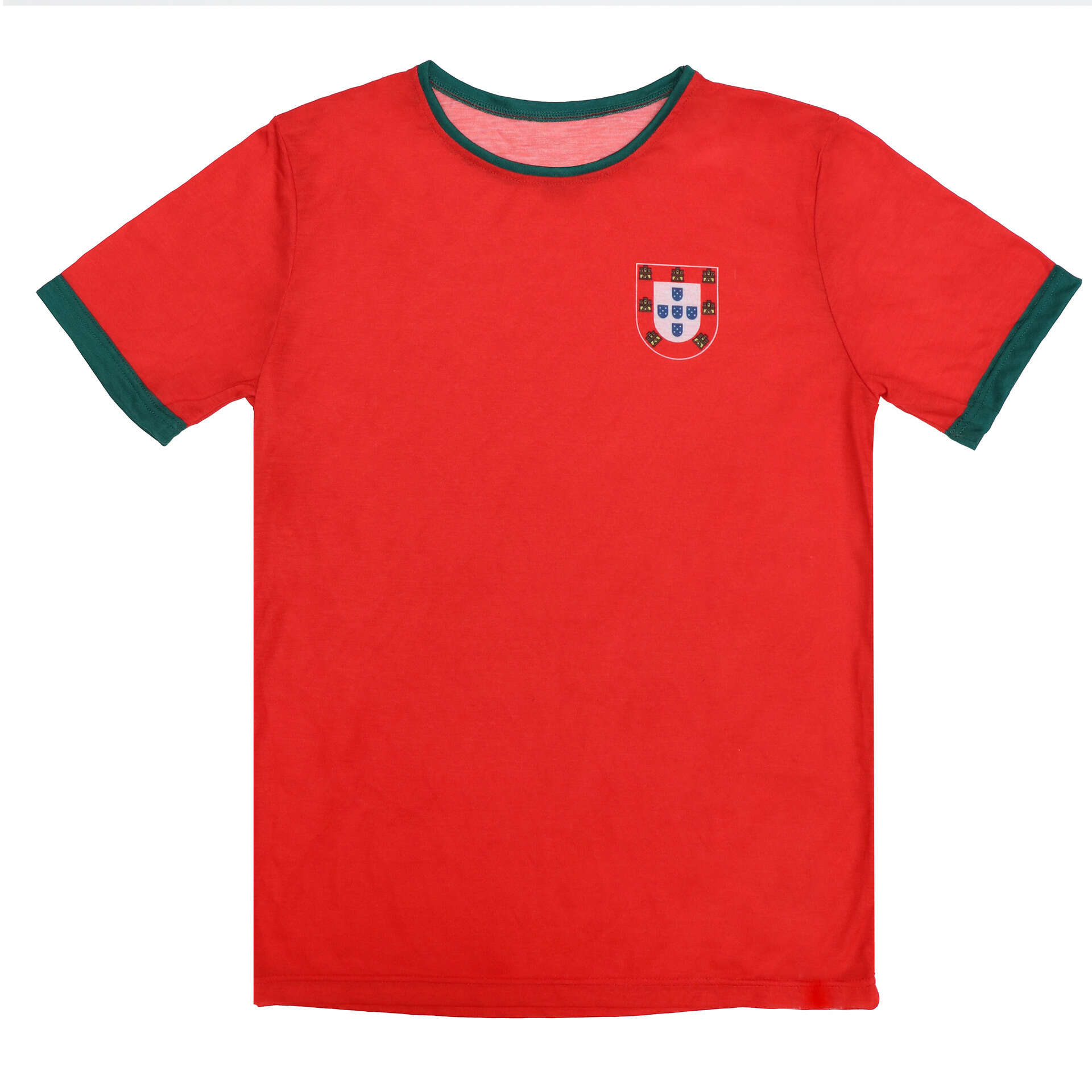 T-Shirt Supportershop Portugal Pour Homme - Maille Interlock Respirante, 260 G/m², Coupe Droite, Coutures Renforcées