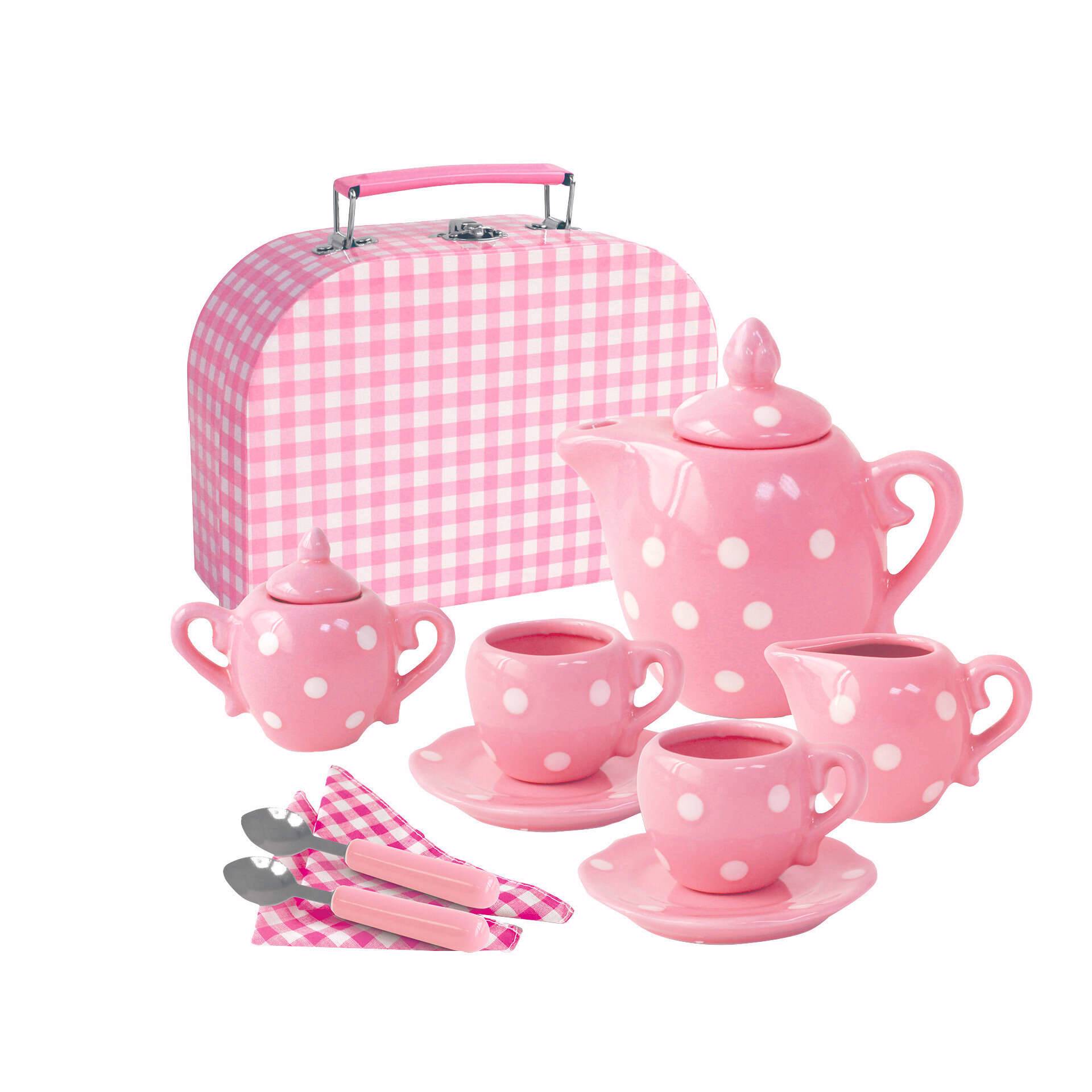 Jogo de chá infantil de porcelana  Toy tea set, Porcelain tea set, Mini  tea set