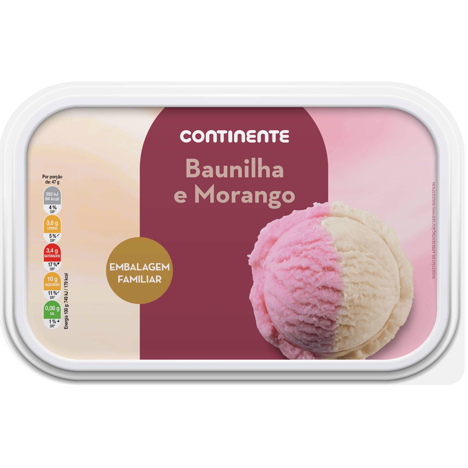 Gelado Baunilha e Morango Continente emb. 2 lt Continente Online
