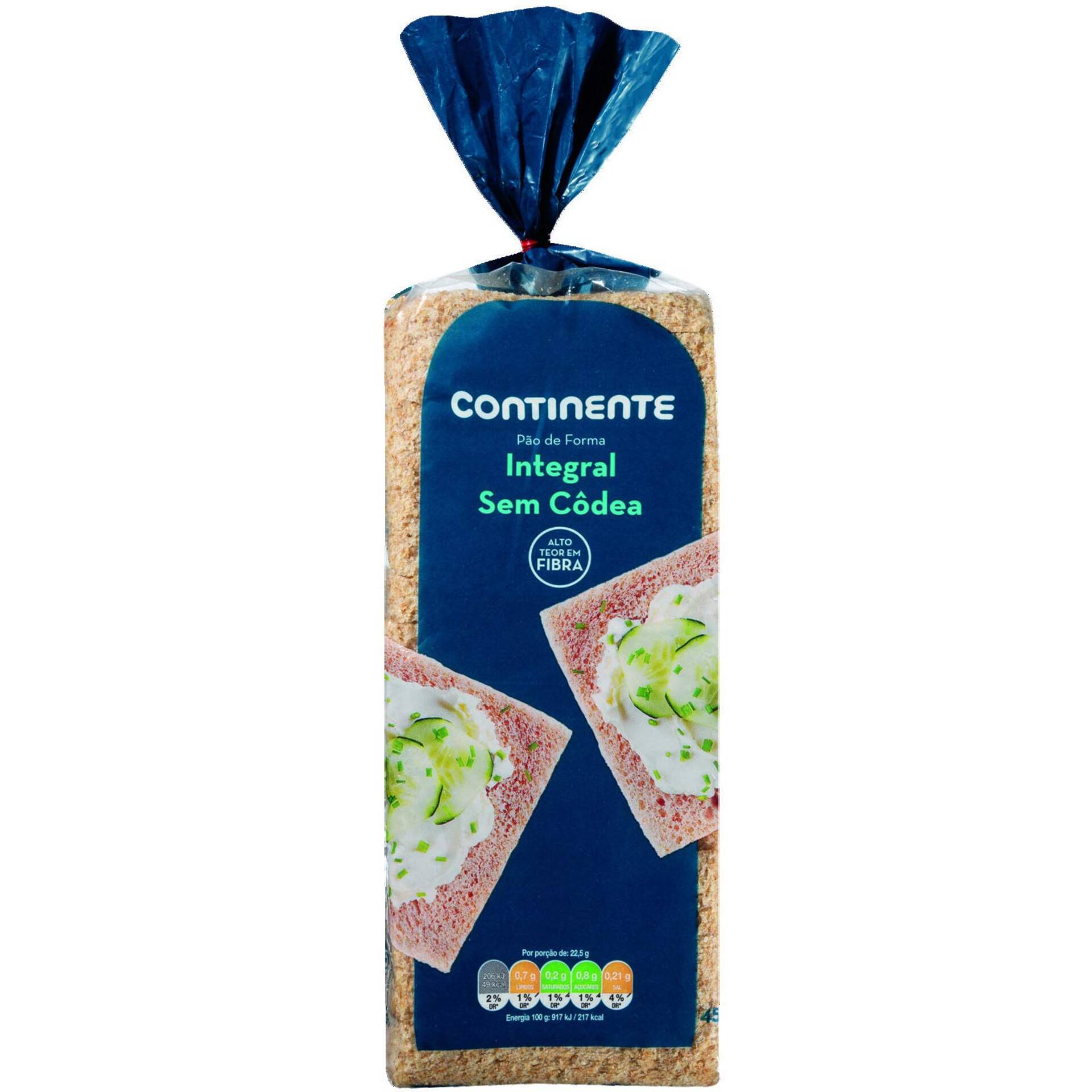 Pão de Forma Integral sem Côdea Continente - emb. 450 gr | Continente ...