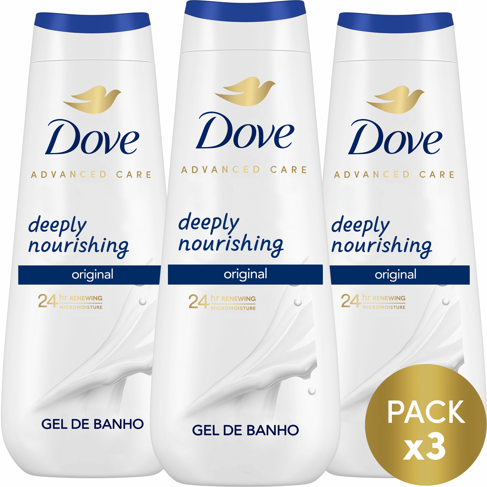 GEL BANHO DOVE ADVA DEEPLY NOURI 3X600ML | Continente Online