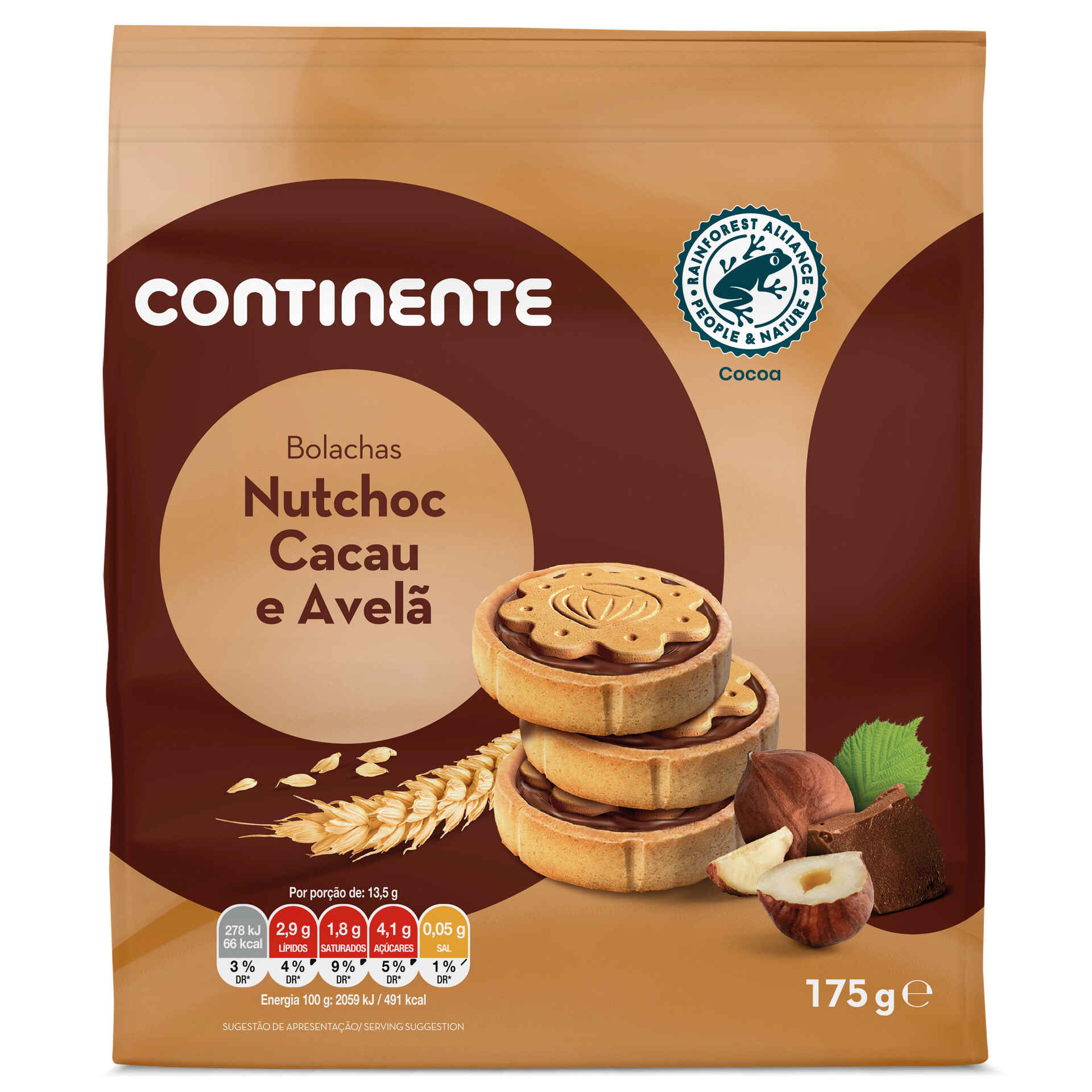 Bolacha Nutchoc Chocolate e Avelã Continente Continente Online
