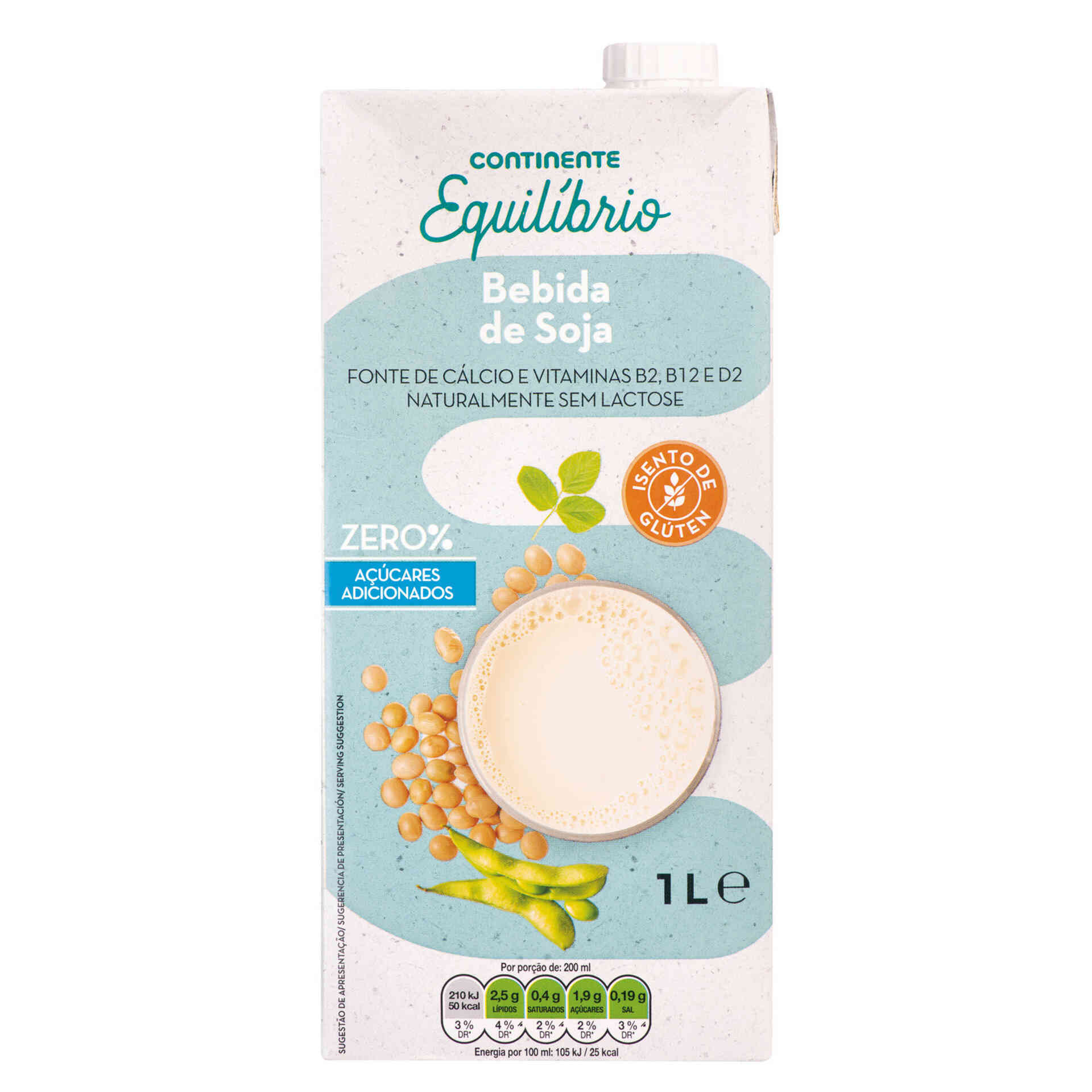 Bebida Vegetal de Soja sem Açúcar emb. 1 lt Continente Equilíbrio Continente Online