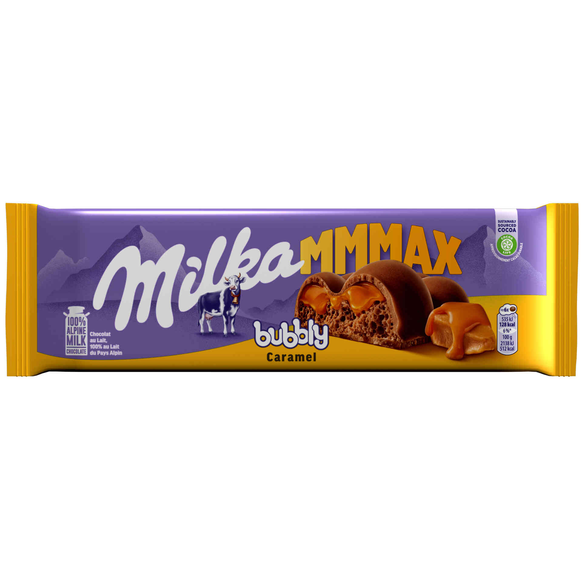 Tablete de Chocolate Bubbly Caramelo emb. 250 gr Milka Continente