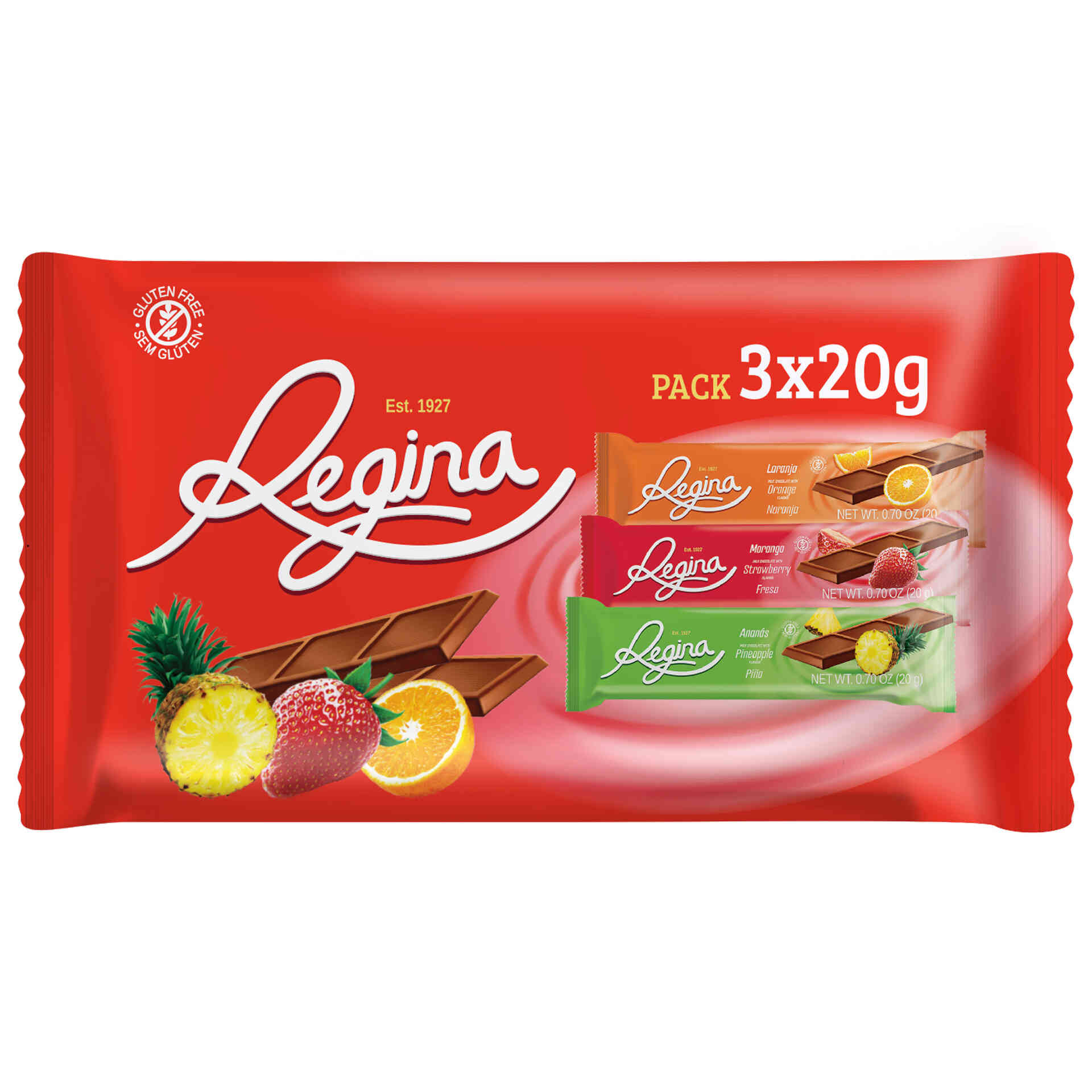 Tablete de Chocolate com Sabor a Fruta Regina emb. 3 x 20 gr Continente Online