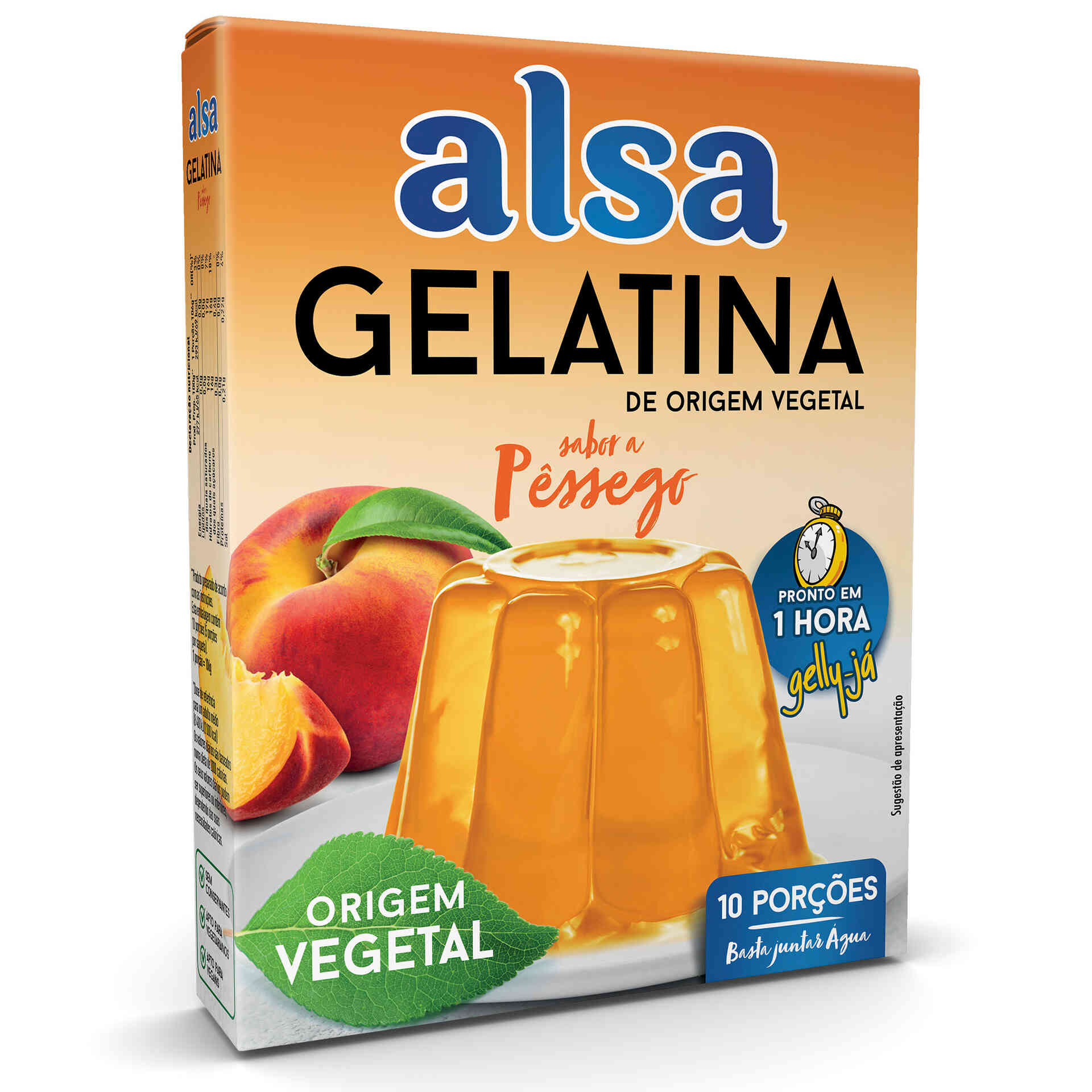 Gelatina em Pó Vegetal de Pêssego Gelly Já Alsa Continente Online