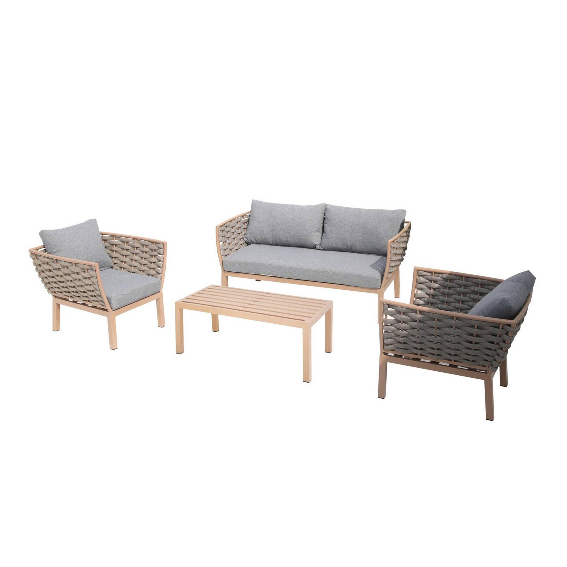 Conjunto de Estar Mesa e 3 Sofás Alumínio Biarritz Kasa 1 un