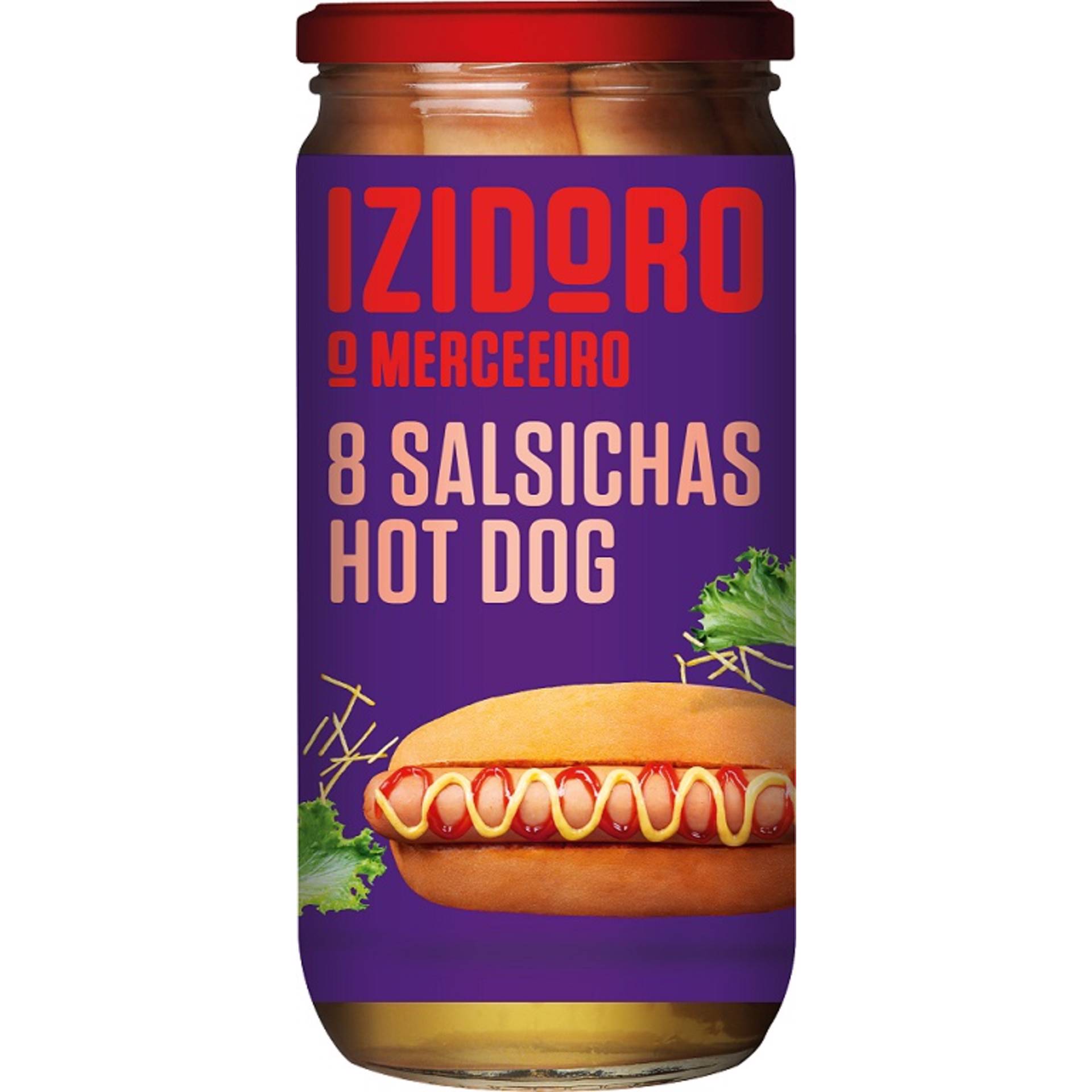 Salsichas Hot Dog em Frasco 8 un - emb. 650 gr (peso escorrido 455 gr) -  Izidoro