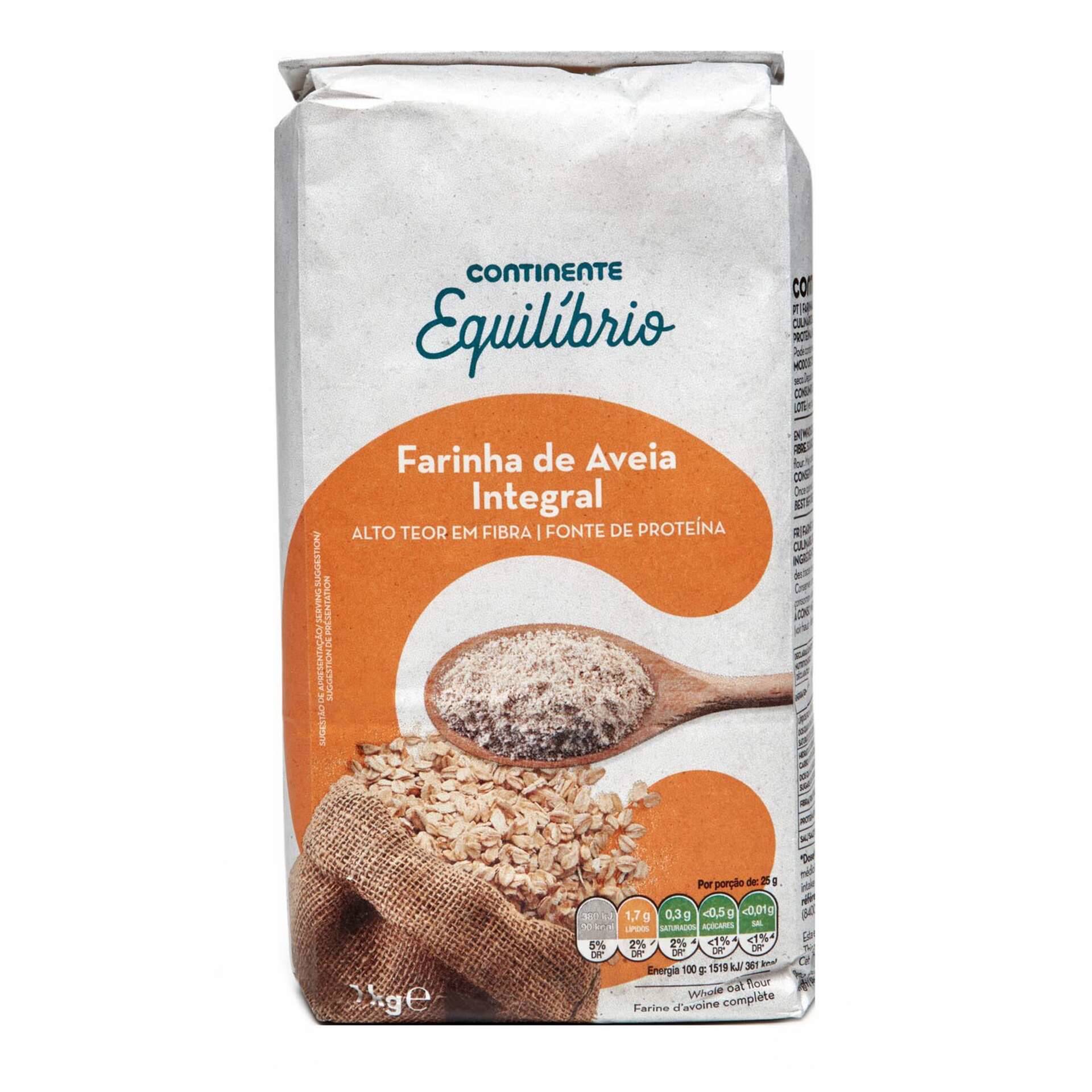 Farinha de Aveia Integral emb. 1 kg - Continente Equilíbrio | Continente