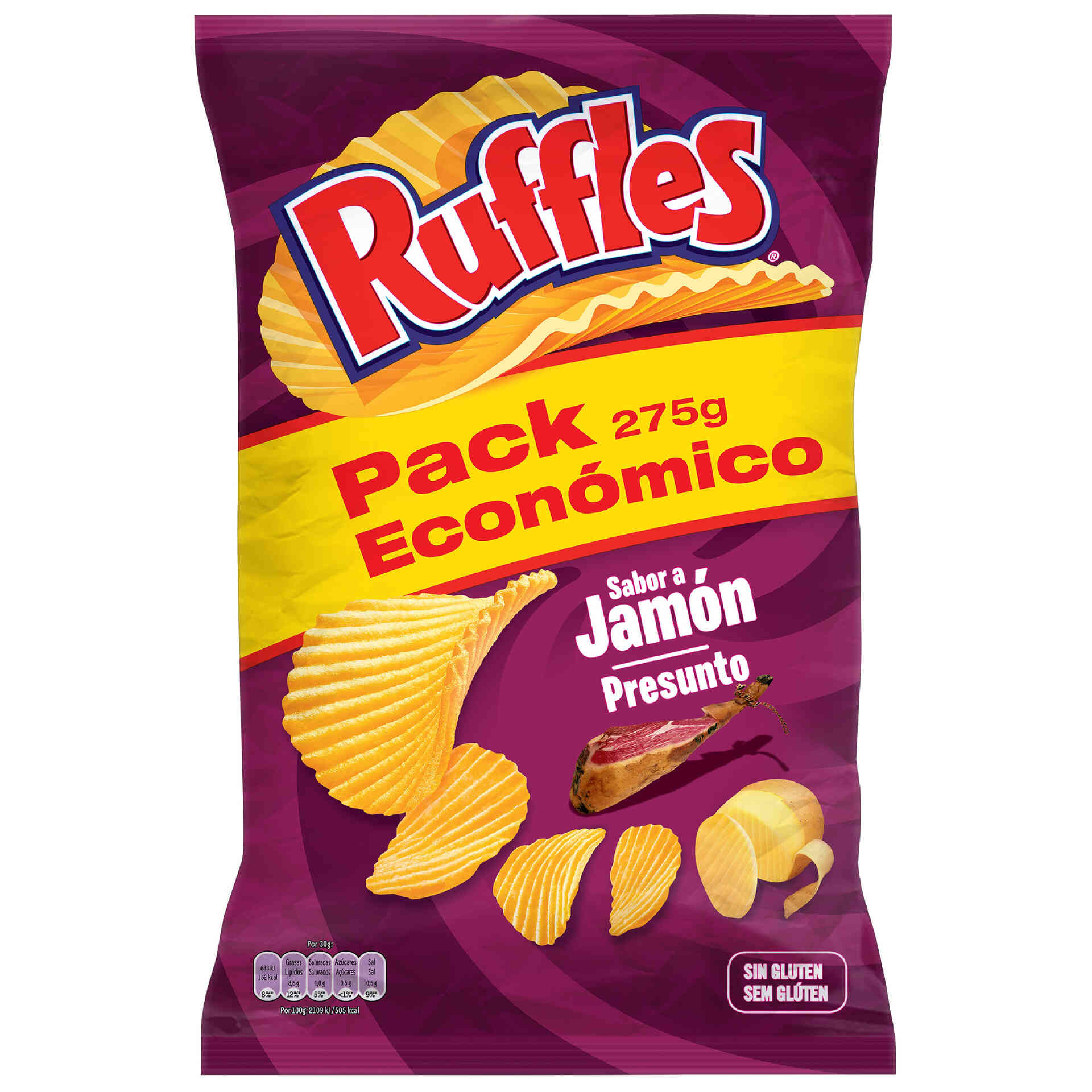 Batata Frita Ondulada Sabor Presunto - emb. 275 gr - Ruffles ...