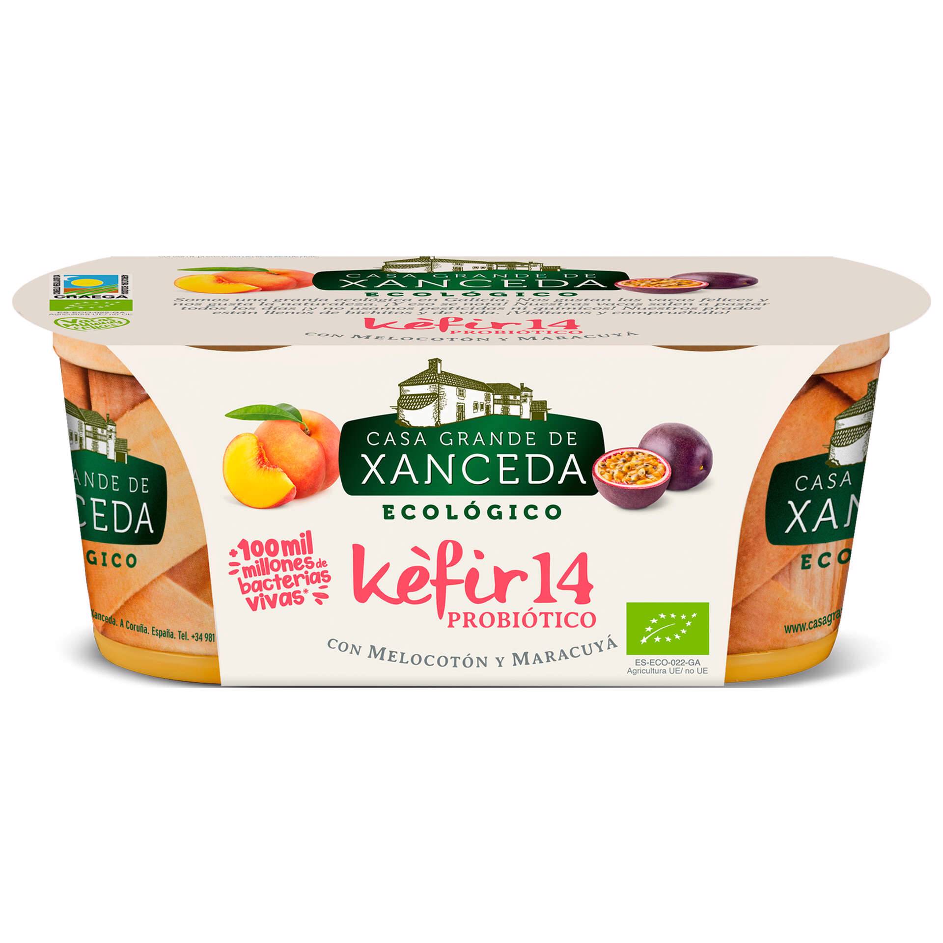 Iogurte Kefir 14 Cremoso Pêssego e Maracujá Casa Grande de Xanceda emb. 250 gr (2 un