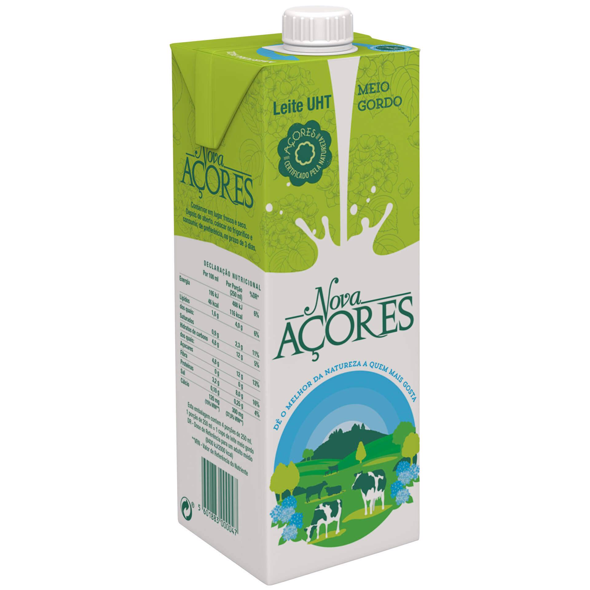 Leite UHT Meio Gordo Nova A ores Emb 1 Lt Continente Online