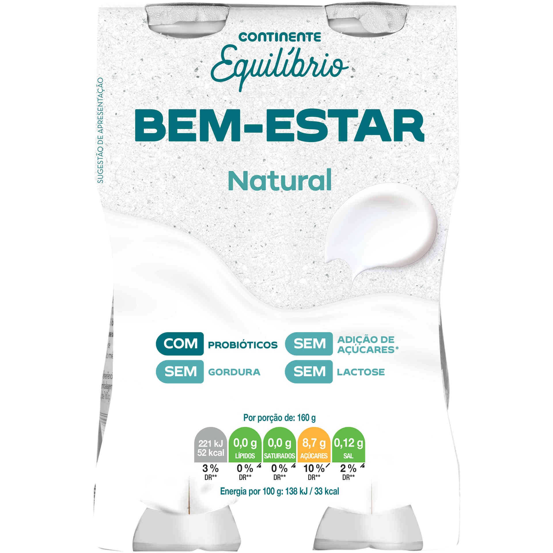 Iogurte Líquido Natural sem Lactose Continente Equilíbrio - emb. 640 gr ...