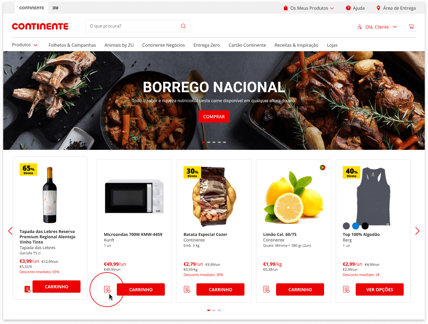 Selecionar produto favorito