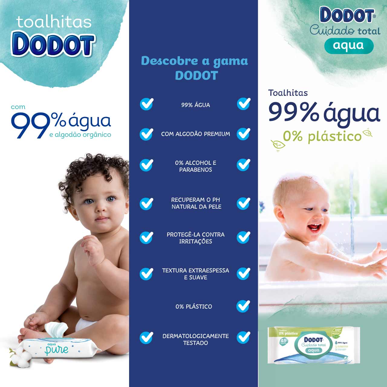 Dodot Toallitas Aqua Pure para Bebé, 99% Agua, 1.296 Toallitas Bebé, 27  Paquetes (27x48)
